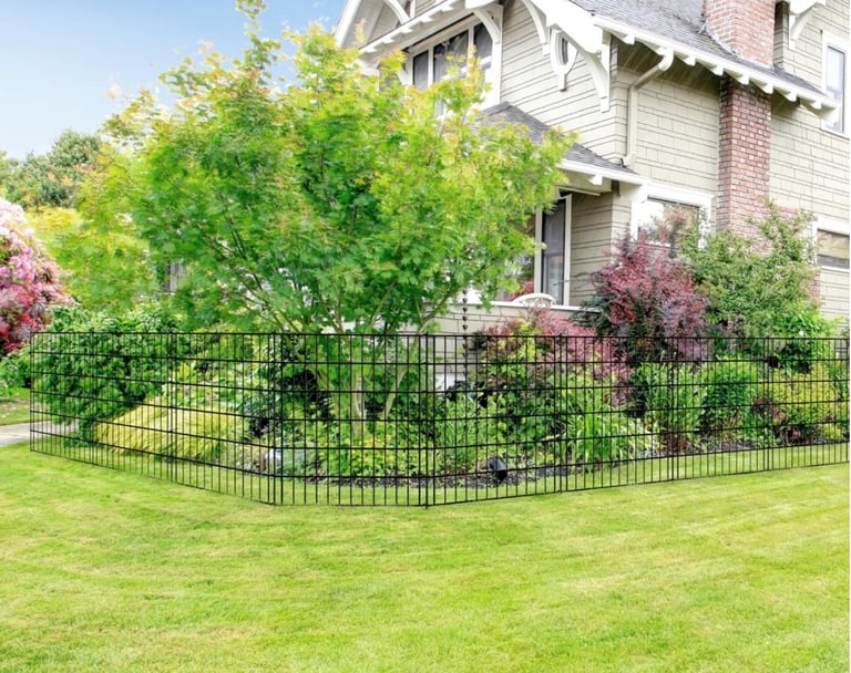 Heavy duty black metal fence with gates 