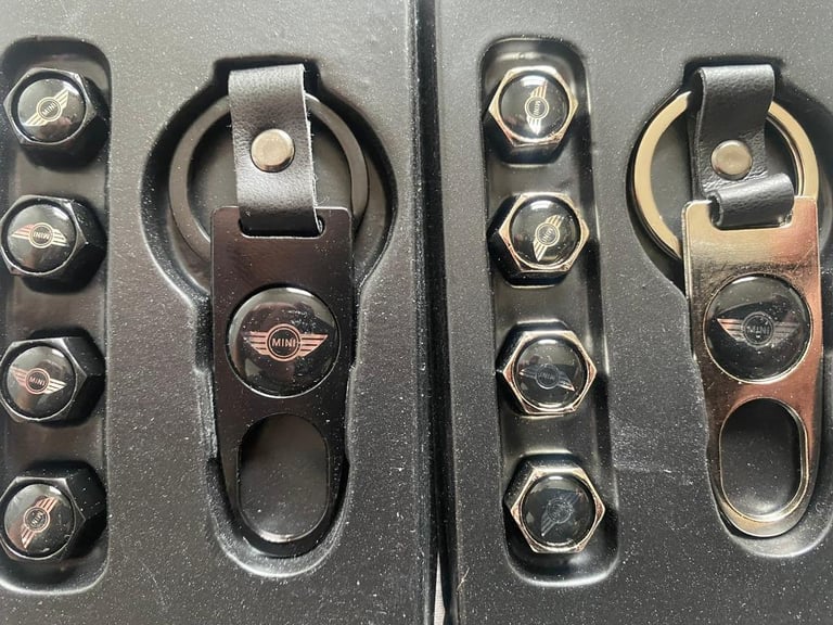 image for Mini one cooper s Alloy wheels dust caps air valve covers with keyring