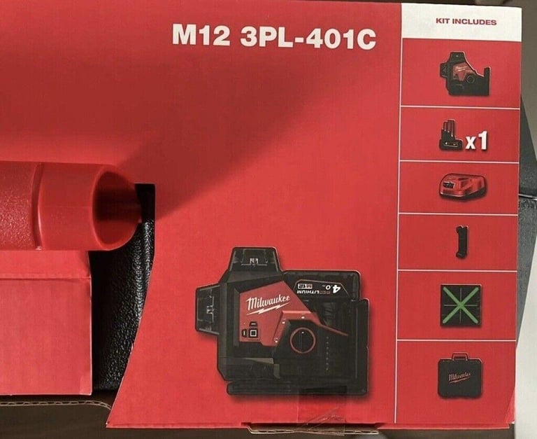 Milwaukee M123PL-401C M12v Green 360° 3 Plane Green Laser Line Level K