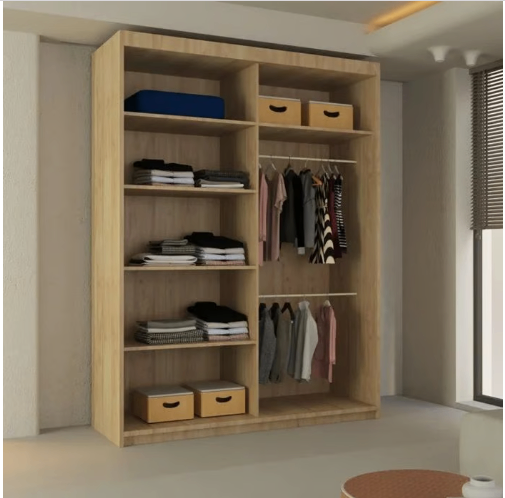 Brand New - Lisbon Mirror Sliding Door Wardrobe - Oak - SAME/NEXT DAY DELIVERY