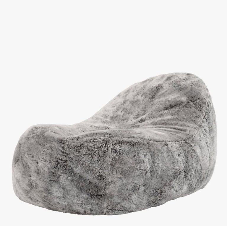 Icon Giant Faux Fur Dream Lounger Bean Bag, Arctic Wolf Grey (RRP £160)