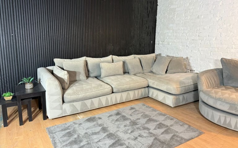 image for Barker & Stonehouse Corner Sofa + Matching Swivel Chair