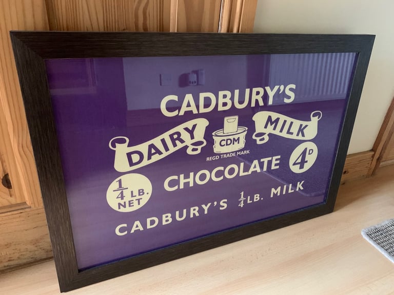 image for Large Framed and Glazed Cadbury’s Chocolate Advertising Picture 83cm x 56cm