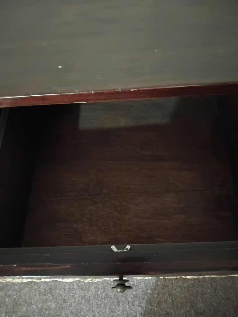 Excellent Quality and Great Condition Heavy Dark Wood and Wicker Chest of Drawers With 6 Drawers