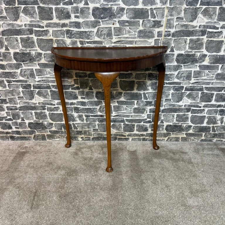 image for Vintage Half Moon Console Table with Cabriole Legs