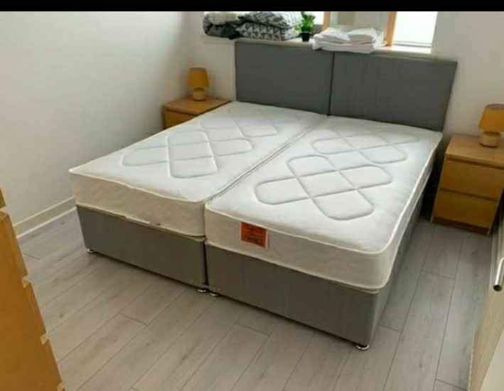 Brand New Double Divan Bed Base with Orthopedic/Memory Foam Mattress in All Sizes Single King size