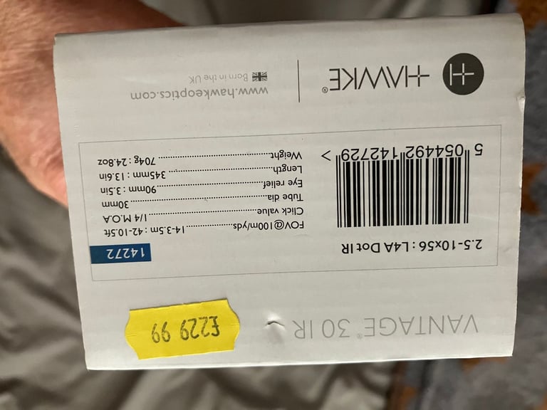  NEW                  BOXED NOT USED HAWK VANTAGE 30 IR 2.5 X 10X56 SCOPE