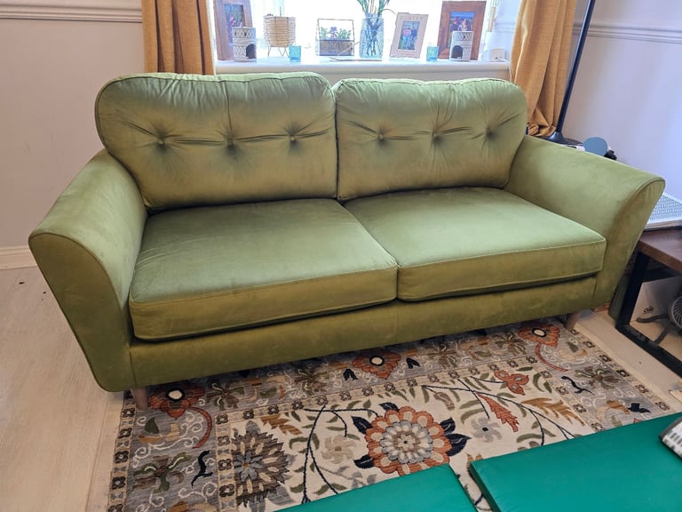 2 x Dunelm three seater velvet sofas
