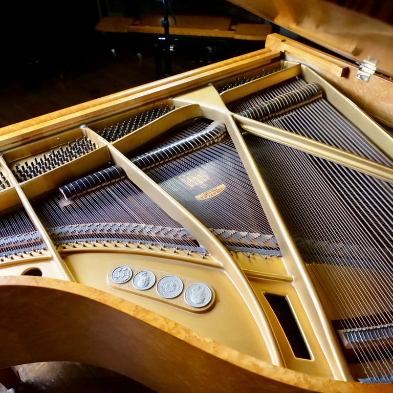 Art Deco Allison Baby Grand Piano Bird Eye Case | Delivery, Tuning, Warranty, Stool