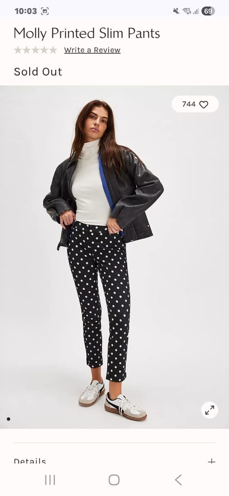 image for Free People Molly Printed Slim Pants Size UK 8