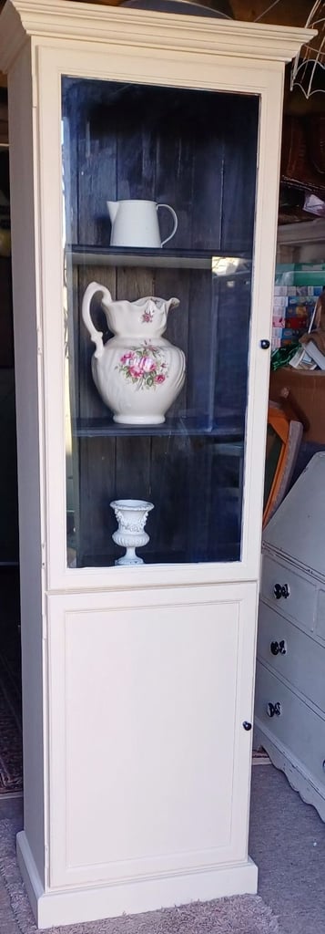image for Cream painted display cabinet cupboard with shelves