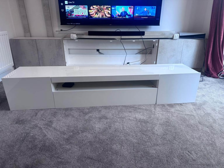 image for White gloss low TV cabinet