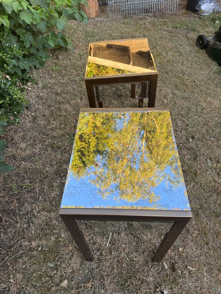 Bedside mirrored tables
