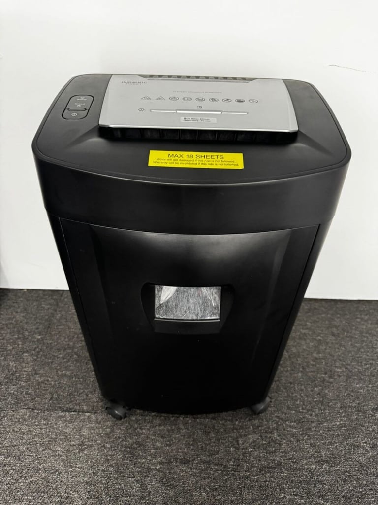 image for Duronic PS991 18-Sheet Cross-Cut Paper Shredder – Heavy-Duty Office, Anti-Jam, fully funcrioning