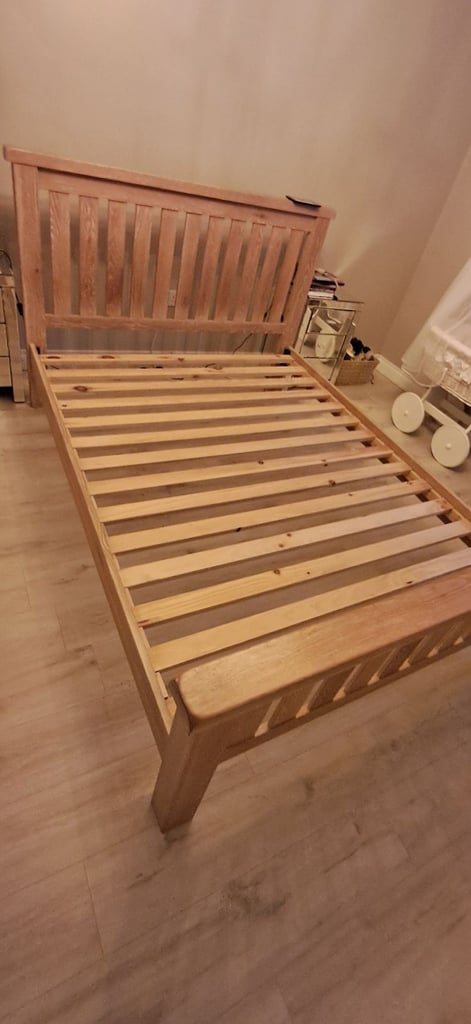 Solid oak king size bed frame