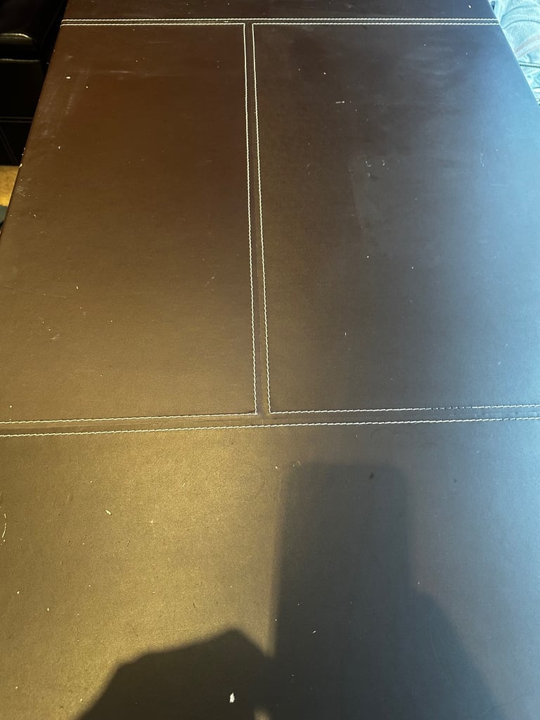 Large Faux Leather brown desk with 3 drawers