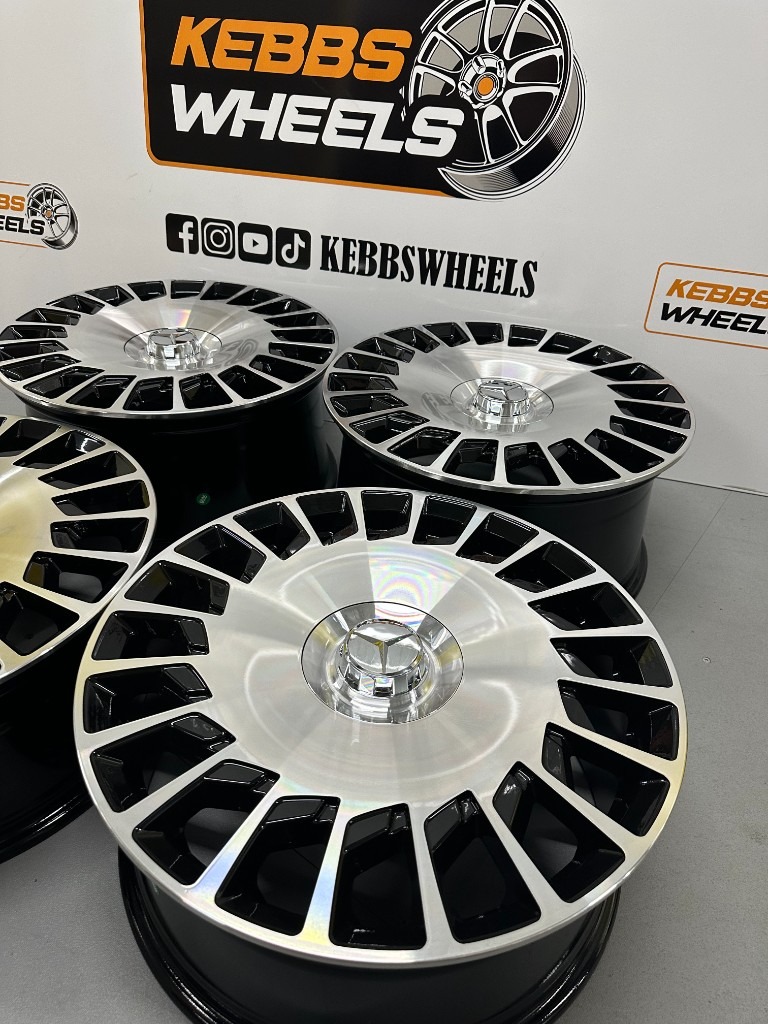 20" MERCEDES MAYBACH REPLACEMENT ALLOY WHEELS BLACK MACHINED C CLASS E CLASS S CLASS