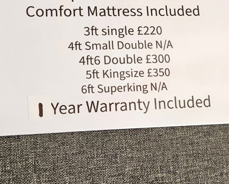 Single Divan Base & Headboard With Mattress (Brand New)