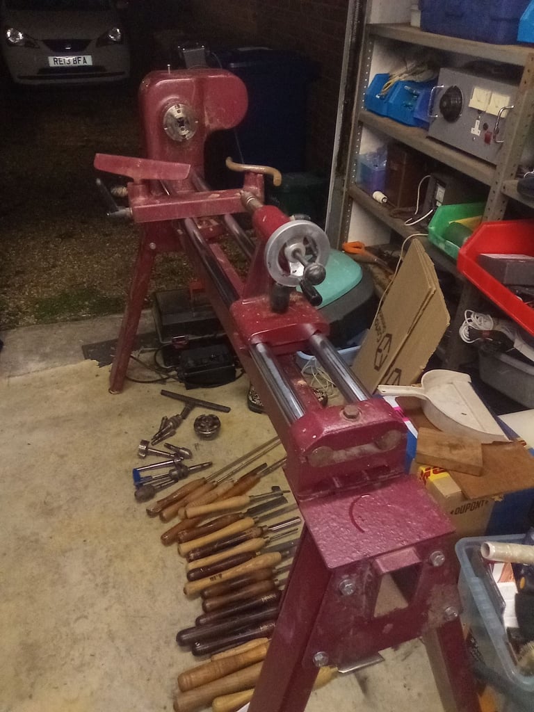 Robert Sorby of Sheffield wood turning lathe plus chisels etc