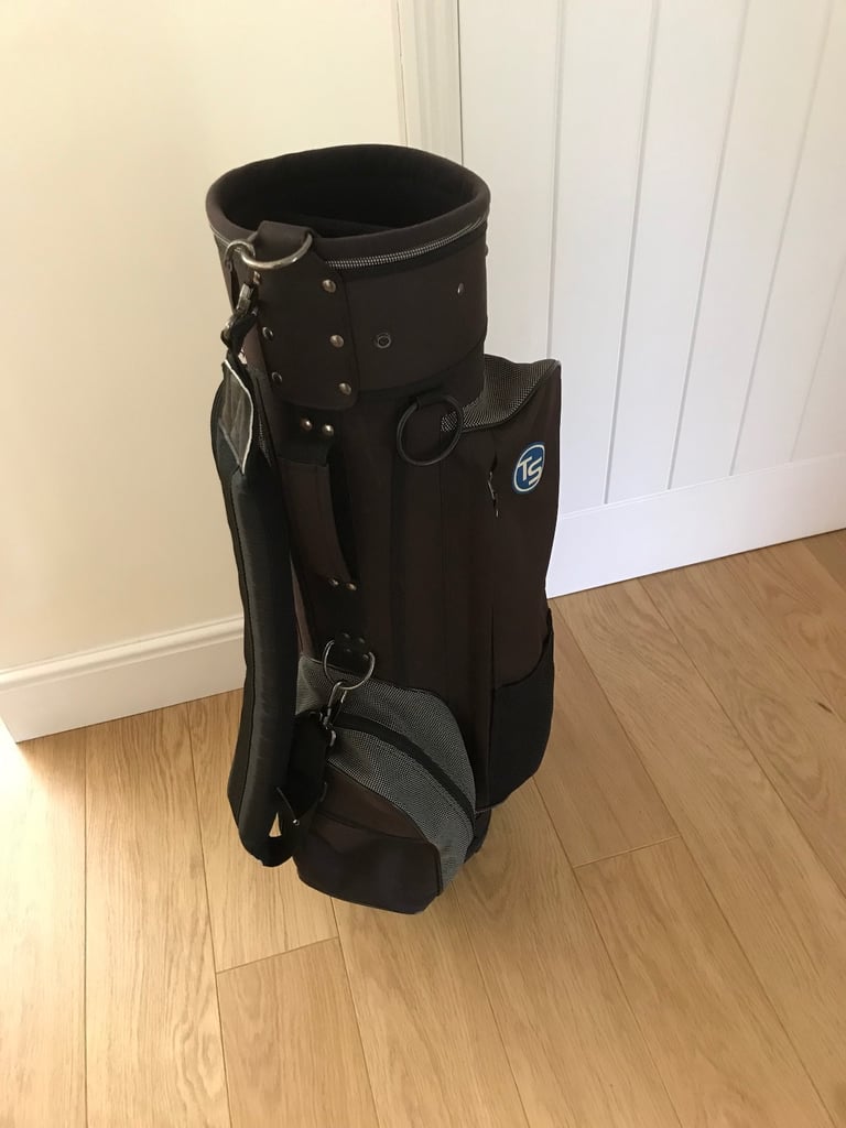 GOLF BAG TS LIGHTWEIGHT CARRIER/CART BAG  6 COMPARTMENTS BLACK & GREY IN EXCELLENT CONDITION 