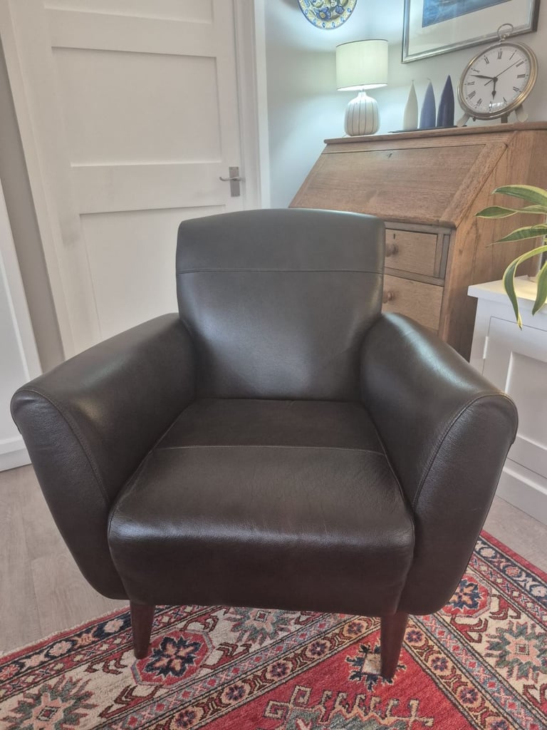 John Lewis Brown Leather Club Chair
