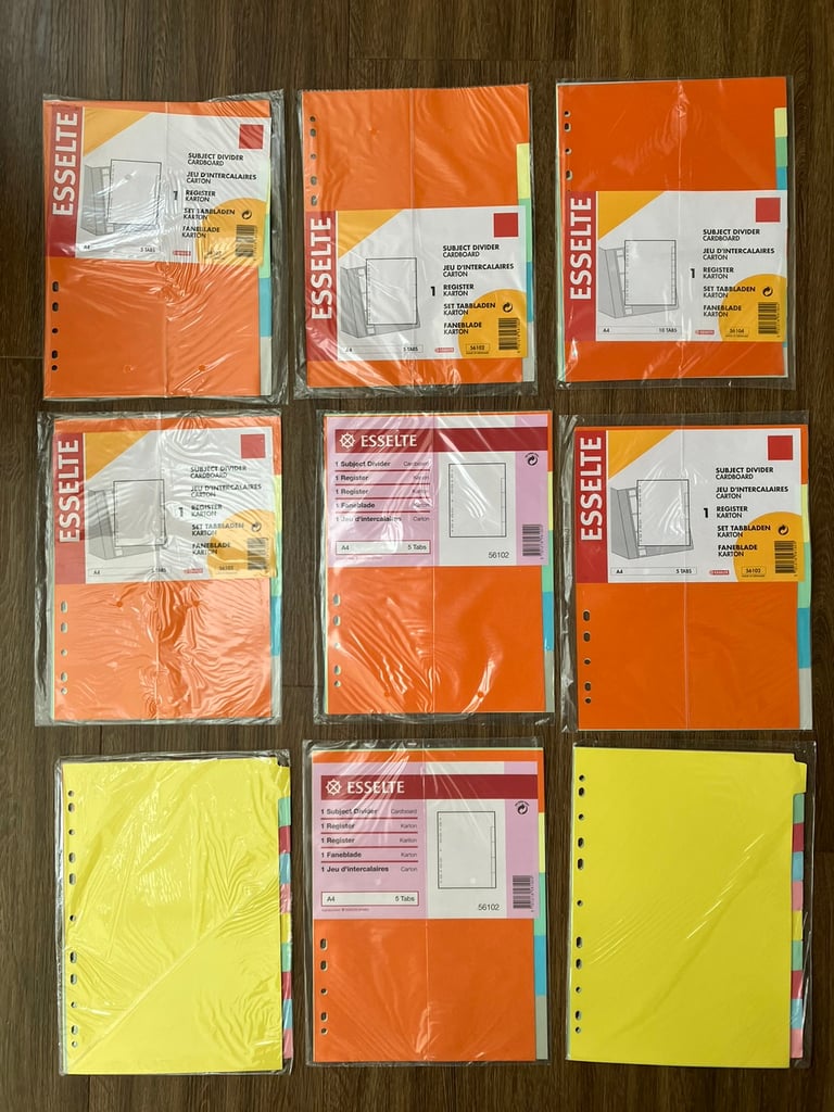 Stationery: Esselte/Office Depo file/plain dividers. £10 the lot