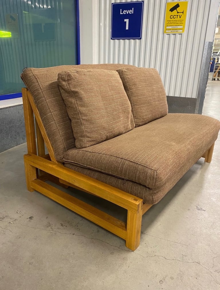 Solid Oak Linear 2 Seater Sofa Bed