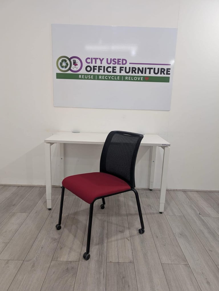 Haworth Height Adjustable Desk, White Top & Frame, W1200mm with Office Chair Delivery Nationwide