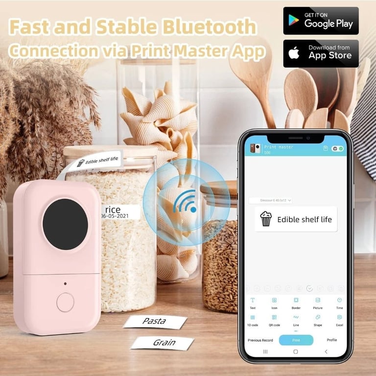 Phomemo D30 Label Maker Machine Bluetooth Sticker Printer Gift Box with 3 rolls