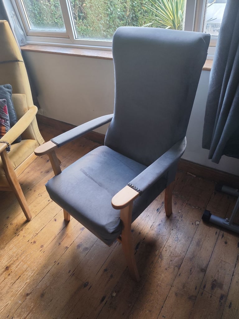 image for Grey velvet arm chair 