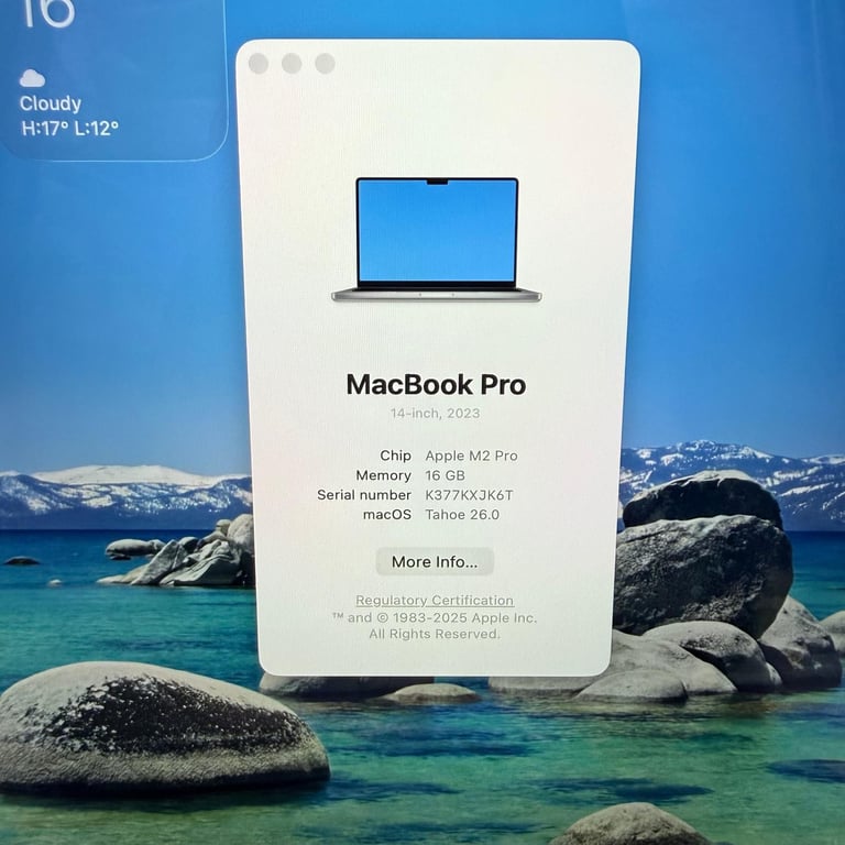 Apple Macbook M2 Pro 16GB 512SSD 26 CYCLES 