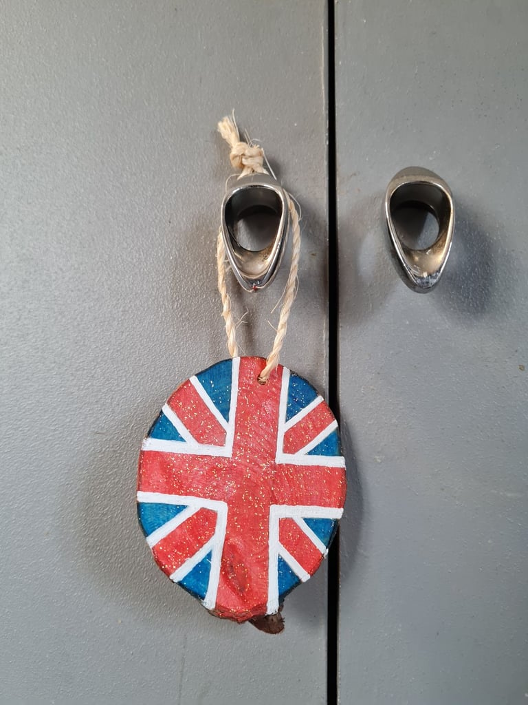 Glittery Tree Branch Slice Handmade And Painted Christmas/All Year Round Decorations