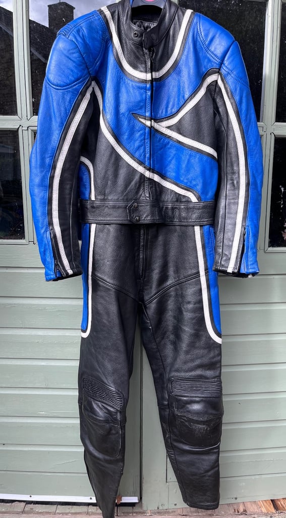 image for Icon Sport Leather Motor Cycle two piece Suit Men’s Size L  Very Good Condition
