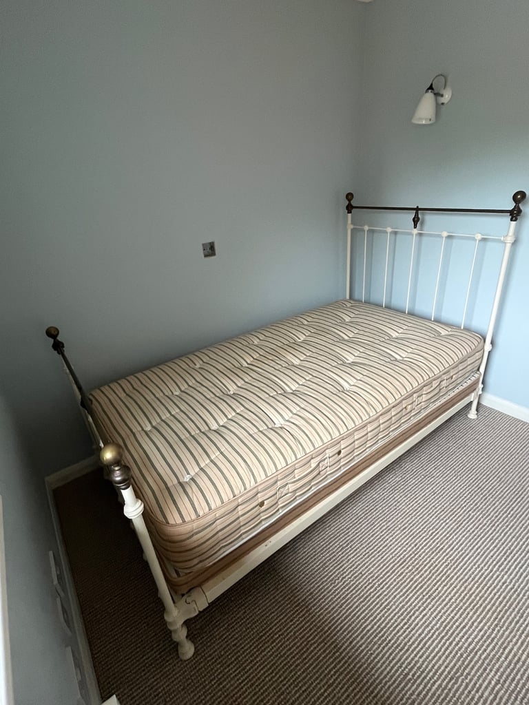 image for Vintage Victorian cast iron bed frame, single