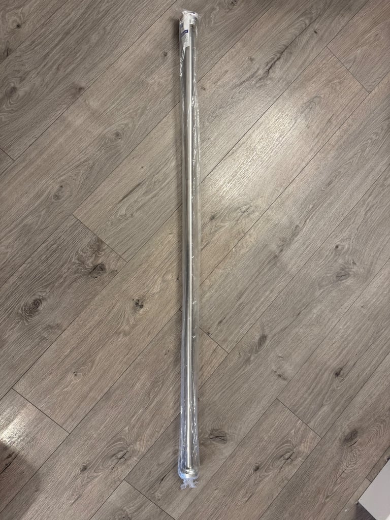 New Fixed Length Metal Shower Pole / Bath Curtain Rail - 121cm (47.5") Chrome