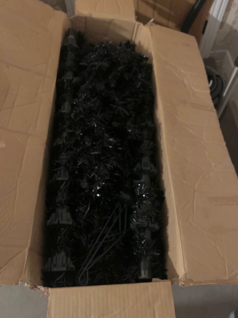 image for 7.5 foot Aspen spruce shiny black Christmas tree