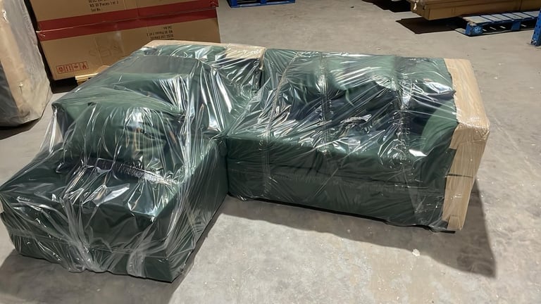 Corner Sofa !! Dylan Fabric Green Color Corner Sofa with Free Delivery - Order Now 