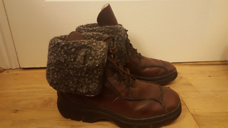 image for womens rieker tfx brown leather lined ankle boots uk size 6 39
