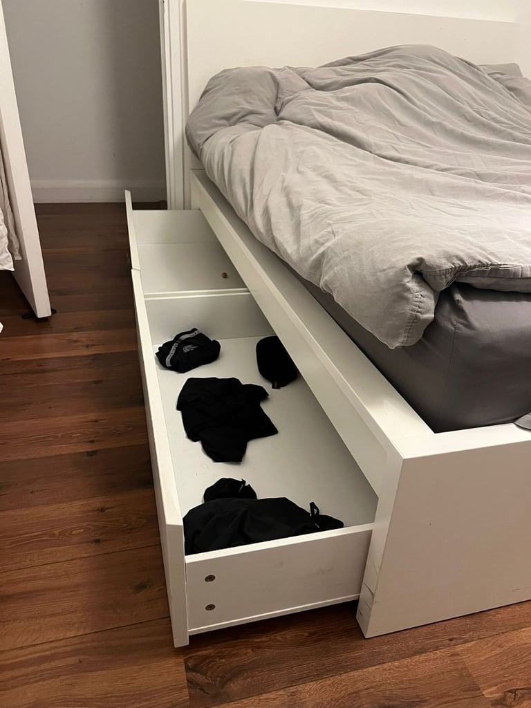 IKEA Malm White Bed Frame (Storage) - Mattress NOT INCLUDED