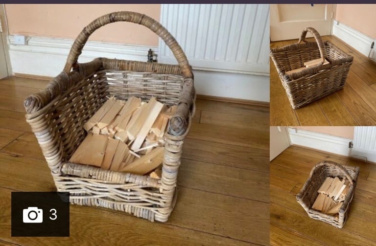 Wood storage basket