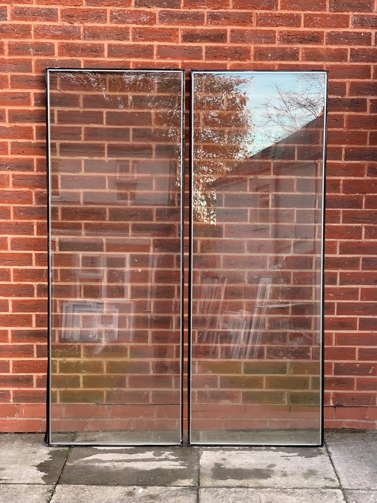 DOUBLE GLAZED TOUGHENED CLEAR GLASS PANELS X 2 IDENTICAL 63.5CM BY 175.5CM
