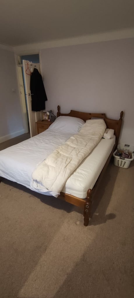 image for King Size solid wood bed and mattress