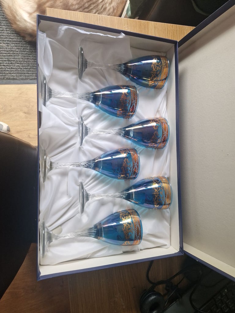 image for Italian designer glasses, gold inlaid 