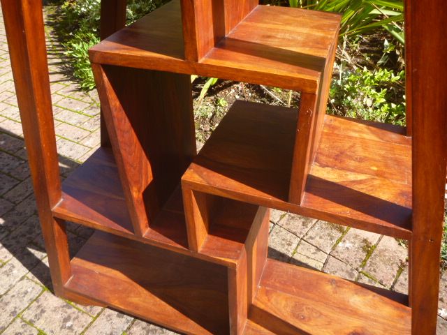 Stunning Mango Wood Triangular Display Unit