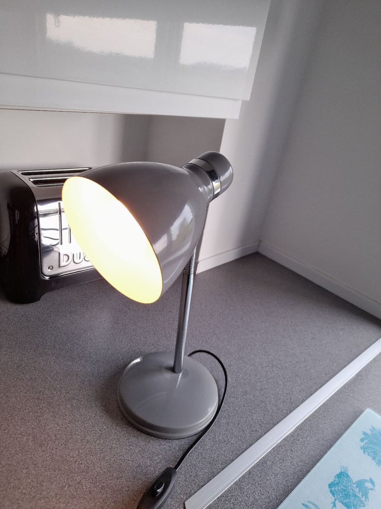 image for Grey table lamp, nice condition, with bulb