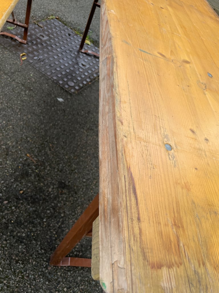 Classic French trestle table and 2 x benches
