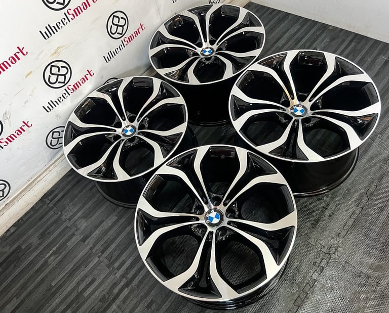 BRAND NEW BMW 20" STYLE ALLOY WHEELS - GLOSS BLACK DIAMOND CUT FINISH - X5/X6 