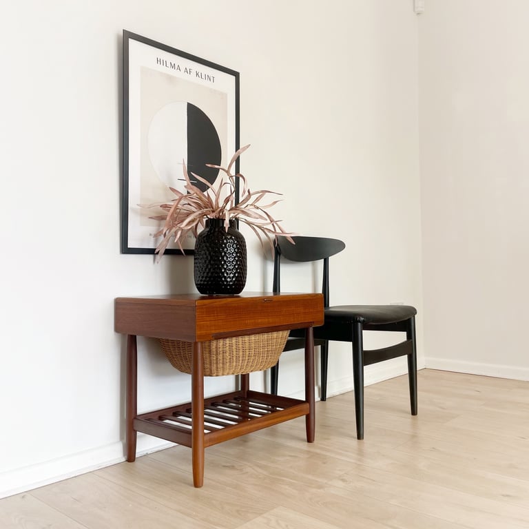Mid century Danish teak sewing table / side table by FDB Moebler