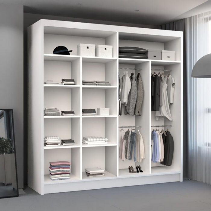 Brand New - Nicole Mirror Sliding Door Wardrobe White - SAME/NEXT DAY DELIVERY