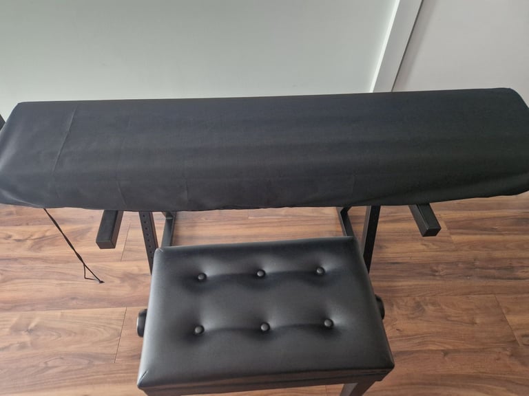 Roland FP-30 piano keyboard with a stand, Roland bench, pedal, professional headphones, cover, books